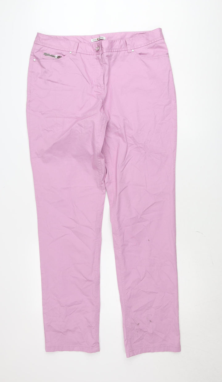 Punto Roma Women Pink Chino Trousers Size 18 Stretch Cotton