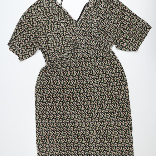 River Island Plus Women’s Black Floral Knee Length Bodycon Dress Size 18