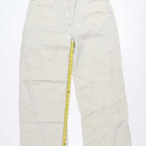 Lady Laura Men Beige Linen Cargo Trousers Size 18 Relaxed Fit
