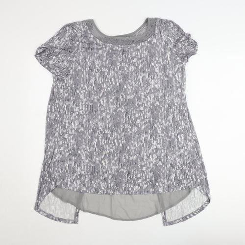 RJR John Rocha Women’s Grey Lace Neckline Tunic Blouse Size 16