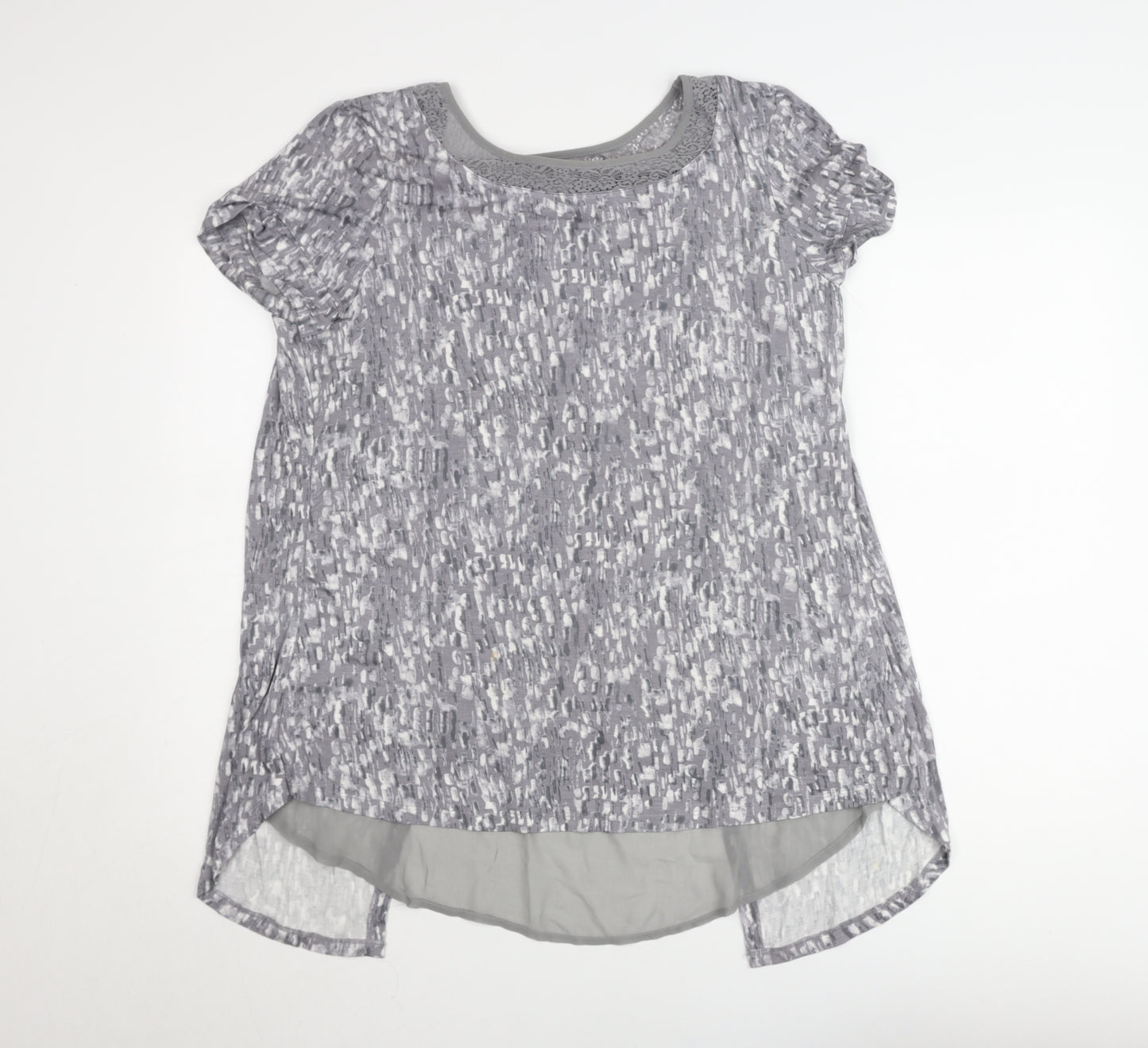 RJR John Rocha Women’s Grey Lace Neckline Tunic Blouse Size 16