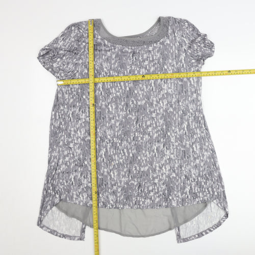 RJR John Rocha Women’s Grey Lace Neckline Tunic Blouse Size 16