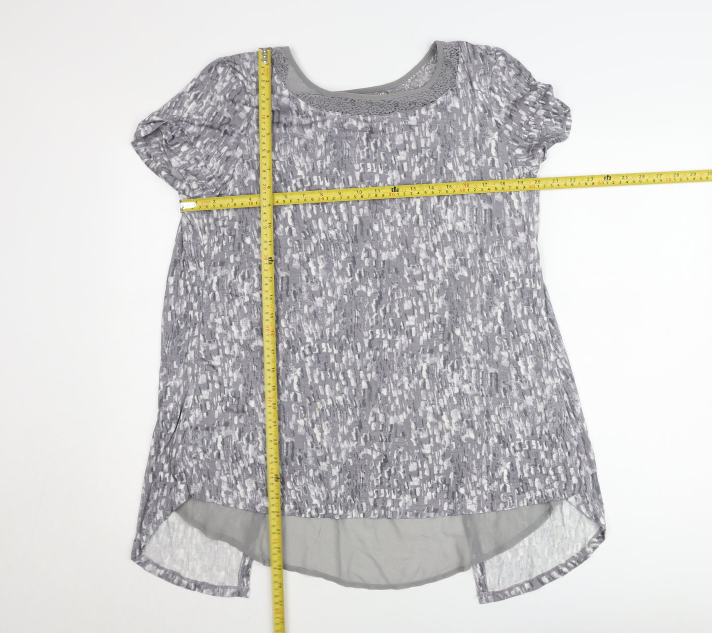 RJR John Rocha Women’s Grey Lace Neckline Tunic Blouse Size 16