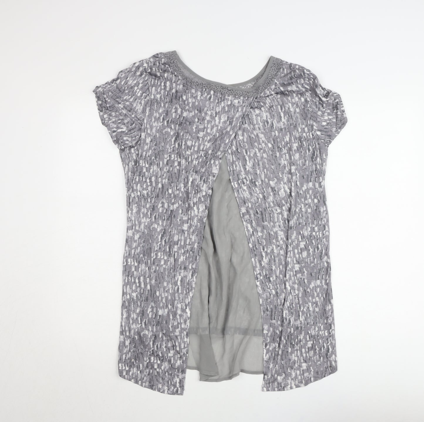RJR John Rocha Women’s Grey Lace Neckline Tunic Blouse Size 16