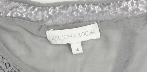 RJR John Rocha Women’s Grey Lace Neckline Tunic Blouse Size 16