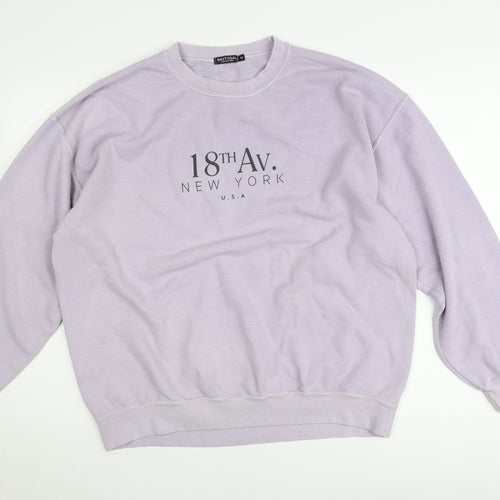 Nasty Gal Women’s Lilac Pullover Sweatshirt Size M Crew Neck Cotton Blend