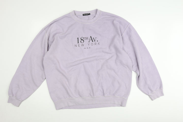 Nasty Gal Women’s Lilac Pullover Sweatshirt Size M Crew Neck Cotton Blend