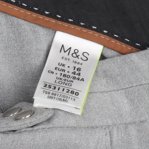 Marks and Spencer Women’s Grey Trousers Size 16 Long Straight Leg