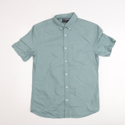 Marks and Spencer Men's Green Short Sleeve Button-Down Oxford Shirt Size S