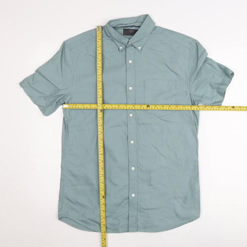 Marks and Spencer Men's Green Short Sleeve Button-Down Oxford Shirt Size S