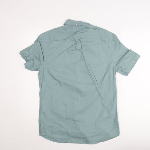 Marks and Spencer Men's Green Short Sleeve Button-Down Oxford Shirt Size S