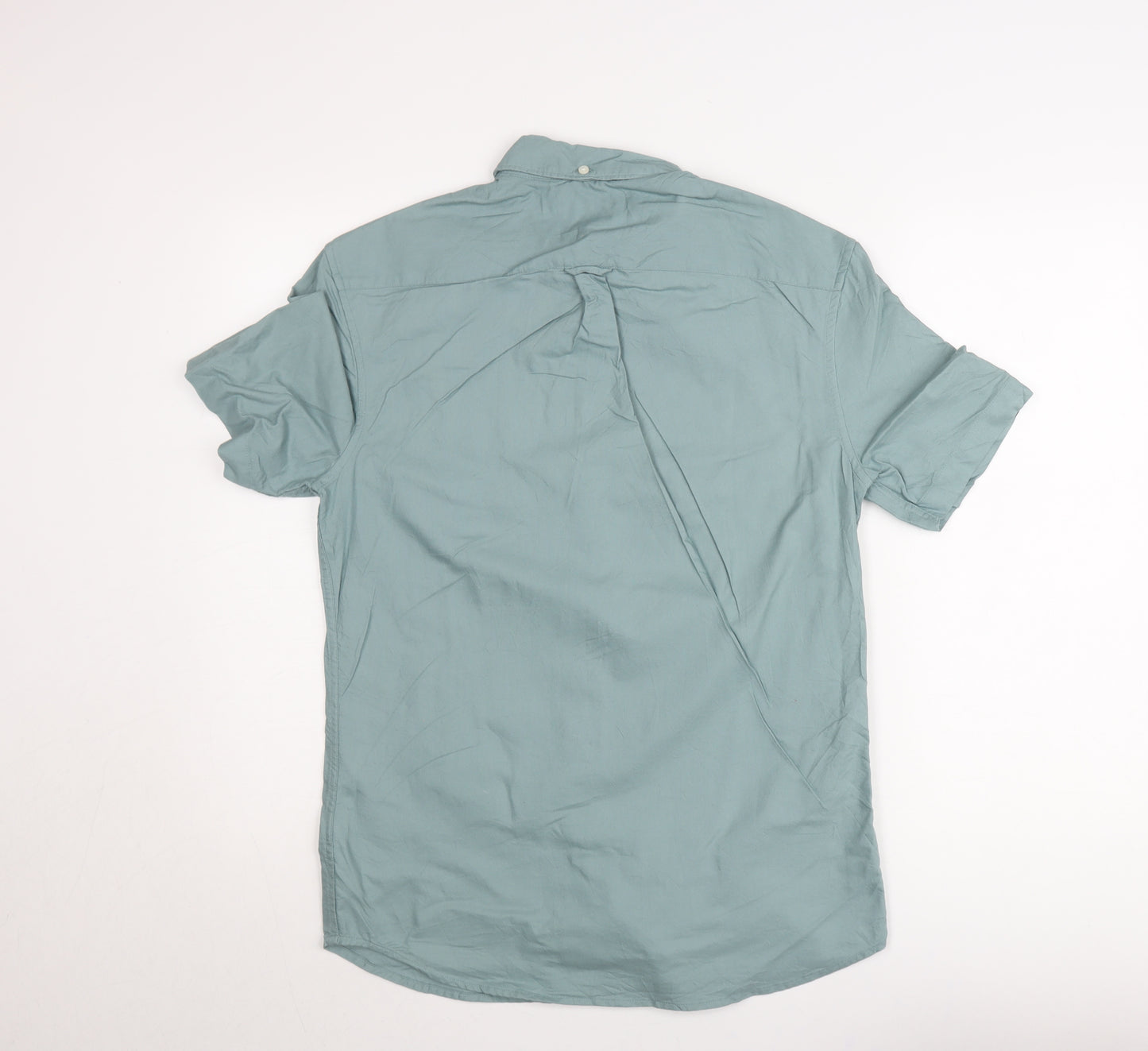 Marks and Spencer Men's Green Short Sleeve Button-Down Oxford Shirt Size S