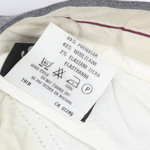 Marks and Spencer Men’s Grey Wool Blend Dress Trousers 34W 33L Regular Fit