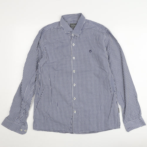 Peter Werth Men's Blue Check Long Sleeve Button-Up Shirt Size L
