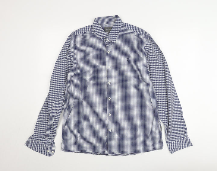 Peter Werth Men's Blue Check Long Sleeve Button-Up Shirt Size L