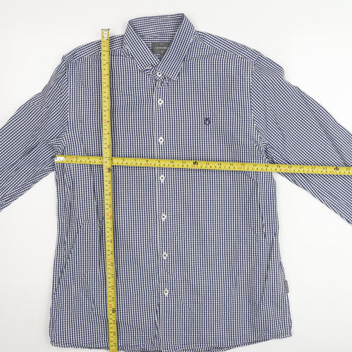 Peter Werth Men's Blue Check Long Sleeve Button-Up Shirt Size L