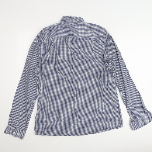 Peter Werth Men's Blue Check Long Sleeve Button-Up Shirt Size L