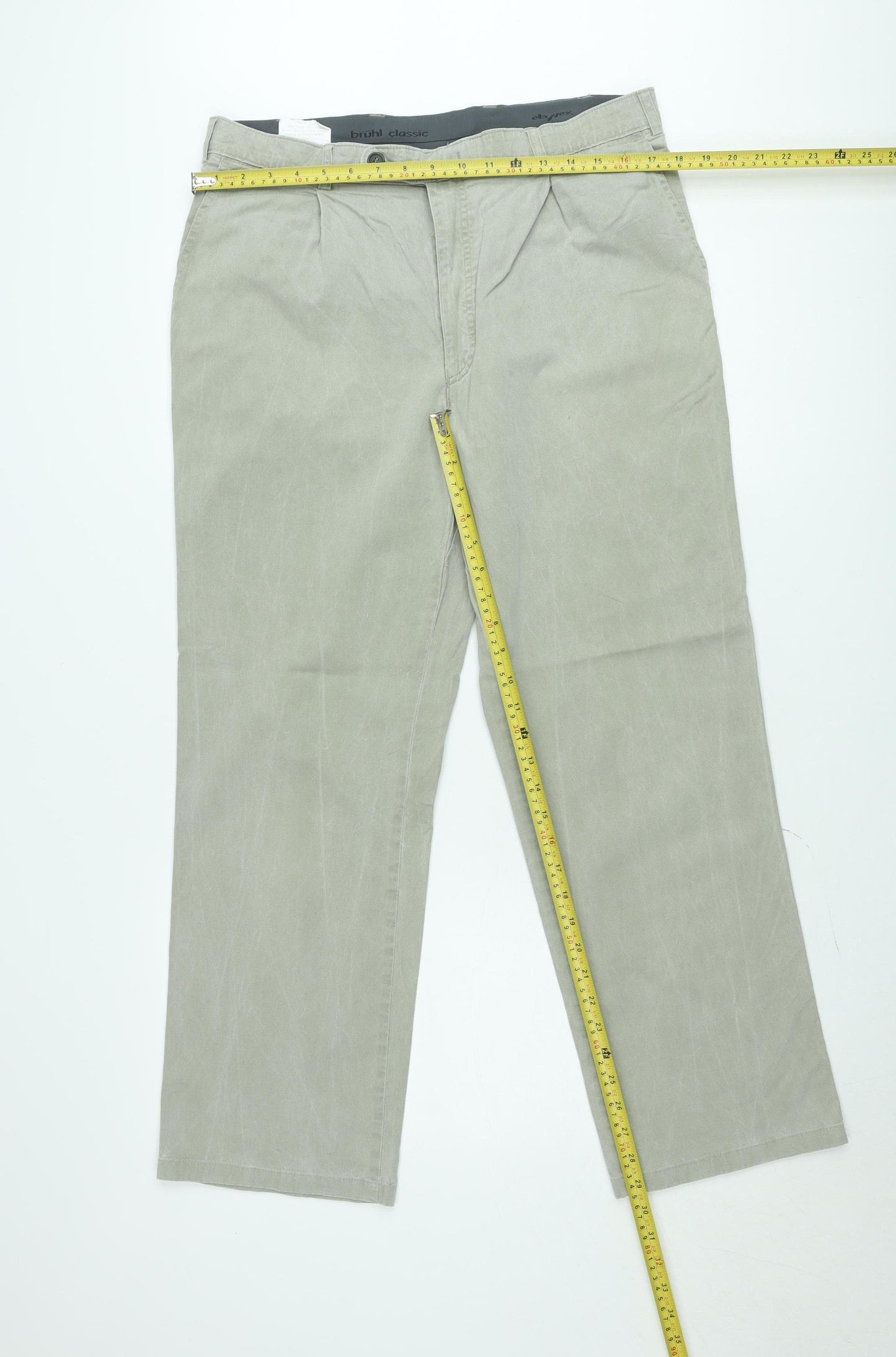 Brühl Classic Men's Beige Chino Trousers 36L Cotton Stretch