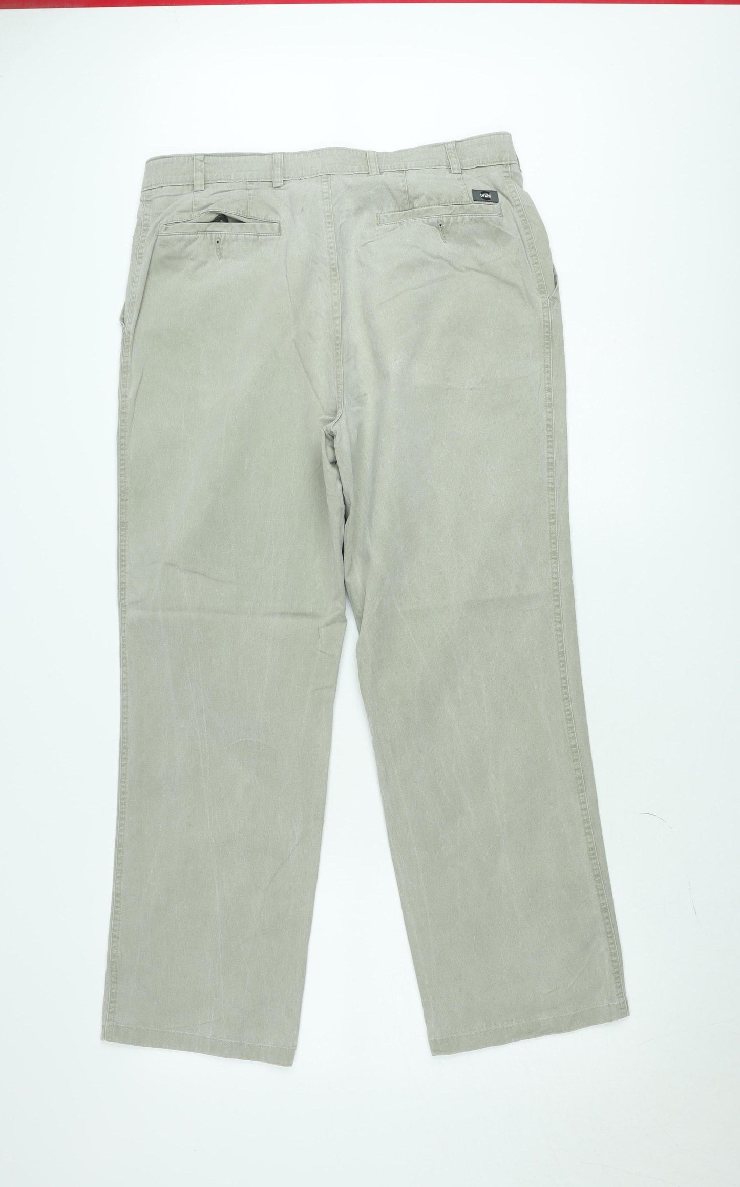 Brühl Classic Men's Beige Chino Trousers 36L Cotton Stretch
