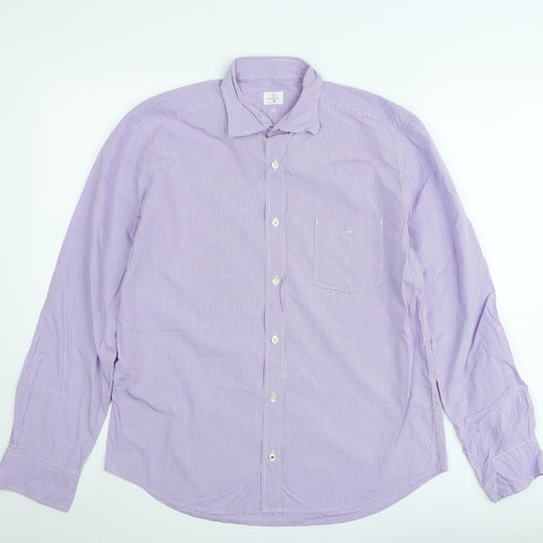 Hartford Men's Purple Check Long Sleeve Button-Up Shirt Medium