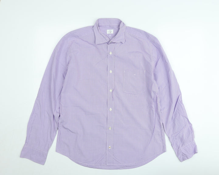 Hartford Men's Purple Check Long Sleeve Button-Up Shirt Medium
