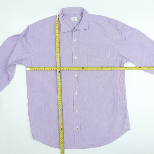 Hartford Men's Purple Check Long Sleeve Button-Up Shirt Medium