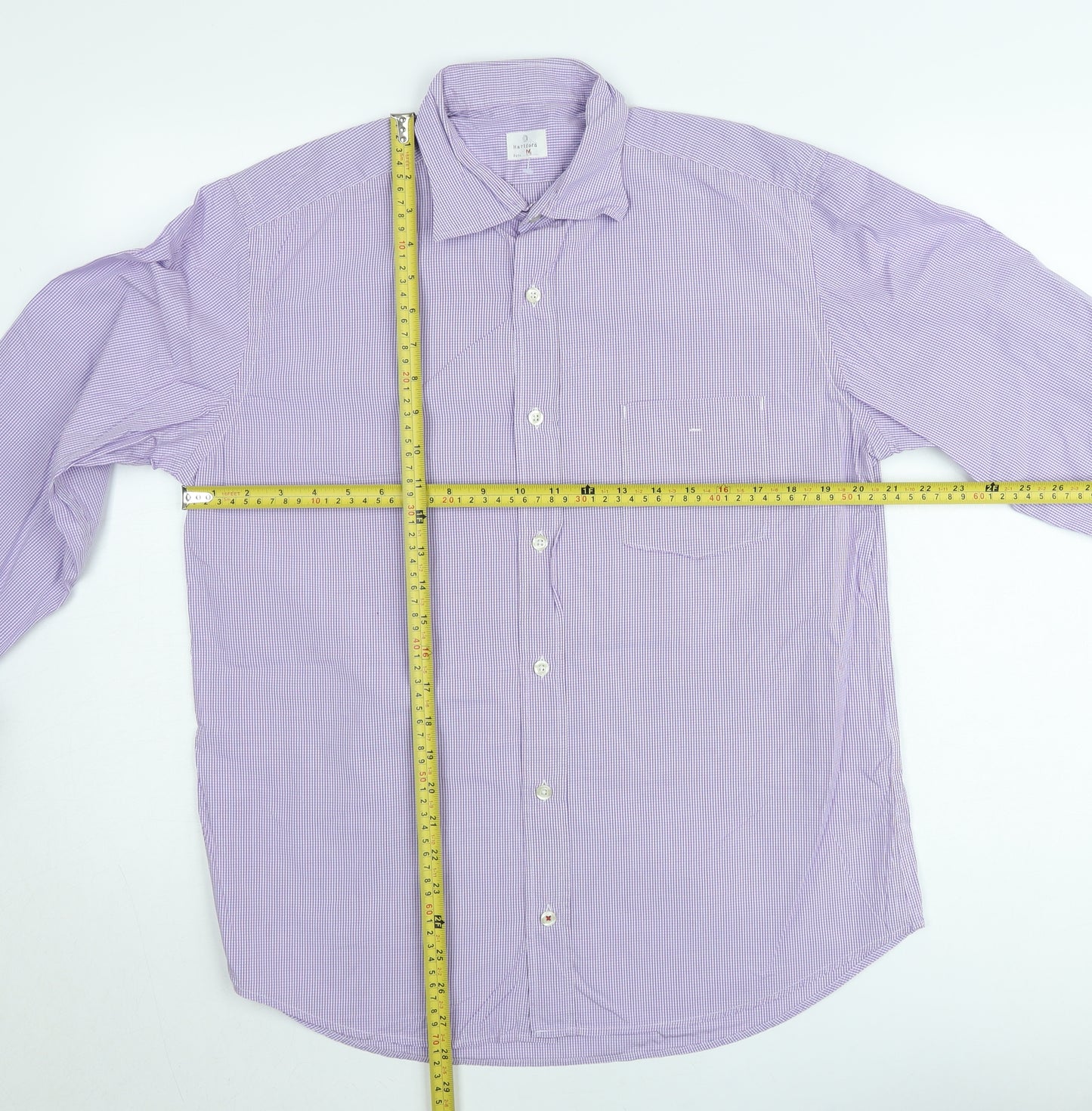 Hartford Men's Purple Check Long Sleeve Button-Up Shirt Medium