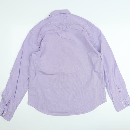 Hartford Men's Purple Check Long Sleeve Button-Up Shirt Medium