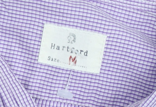 Hartford Men's Purple Check Long Sleeve Button-Up Shirt Medium