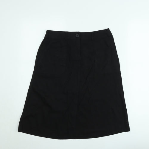 South Women’s Black Linen A-Line Skirt Size 10 Knee Length