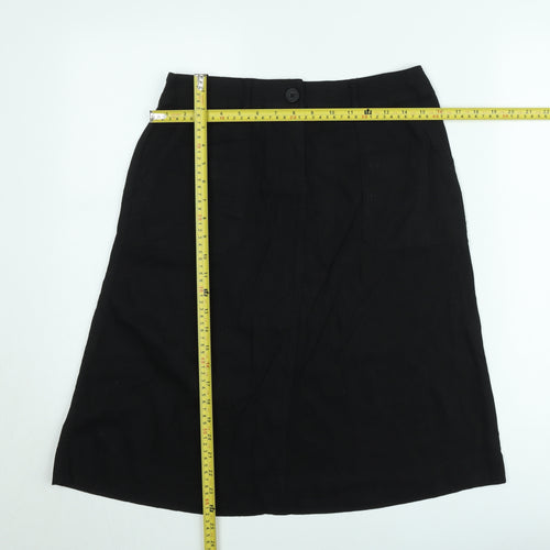 South Women’s Black Linen A-Line Skirt Size 10 Knee Length
