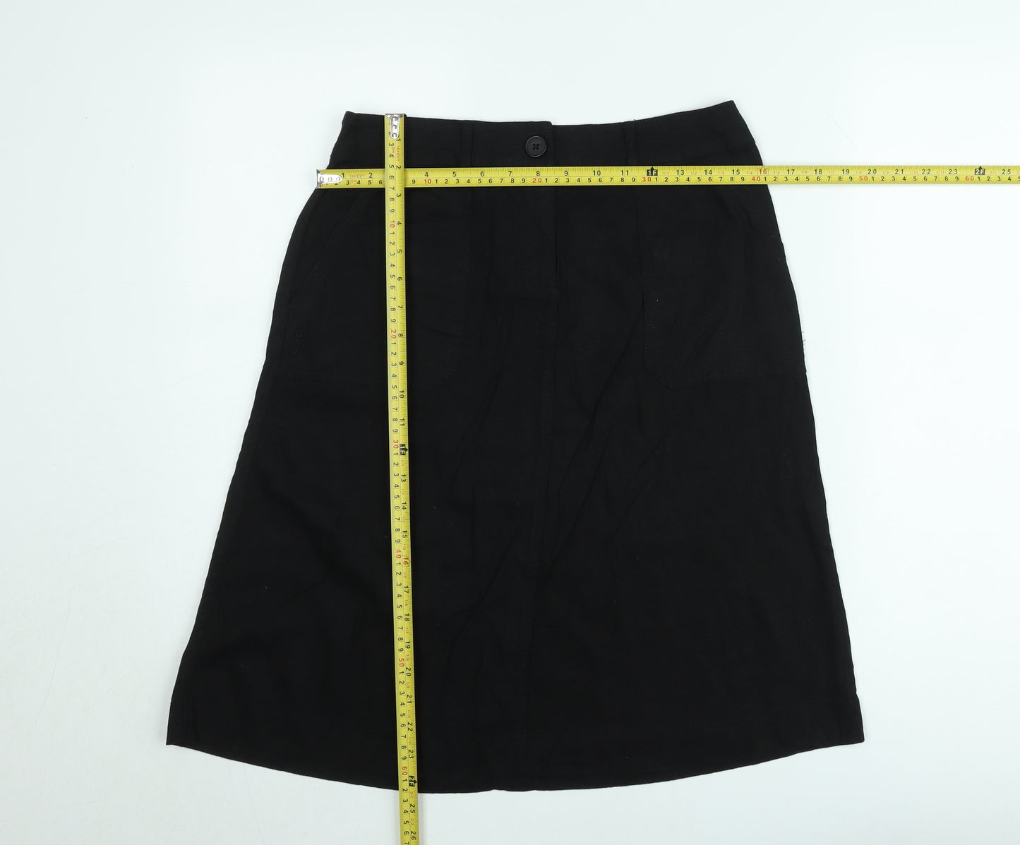 South Women’s Black Linen A-Line Skirt Size 10 Knee Length