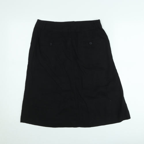 South Women’s Black Linen A-Line Skirt Size 10 Knee Length