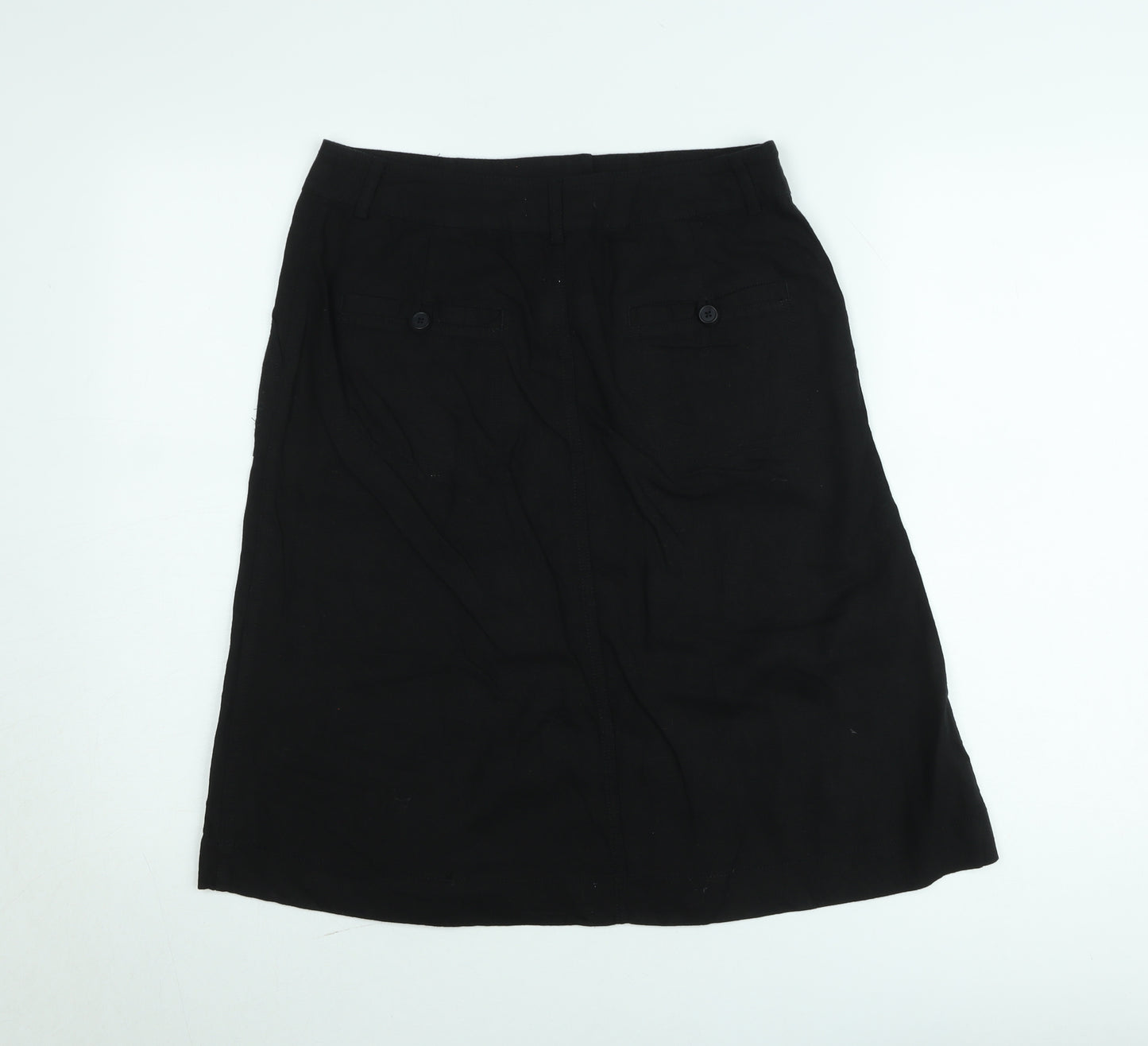 South Women’s Black Linen A-Line Skirt Size 10 Knee Length