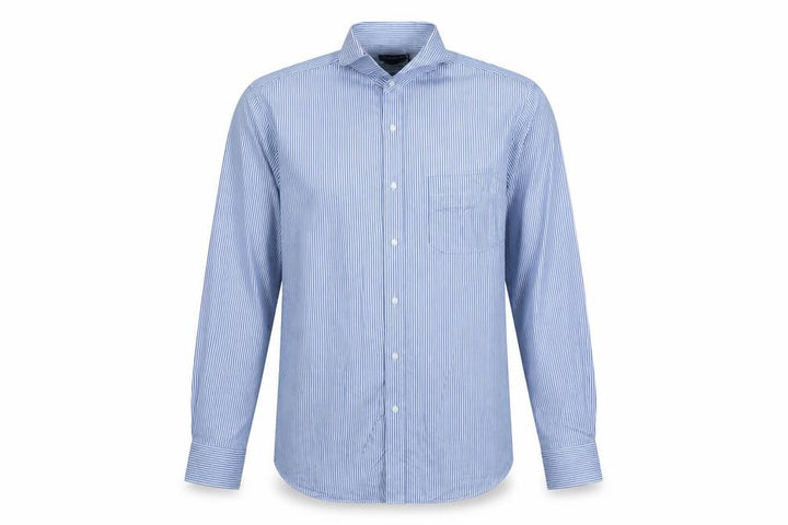 Debenhams Men's Blue Striped Slim Fit Long Sleeve Button-Up Shirt 15.5in