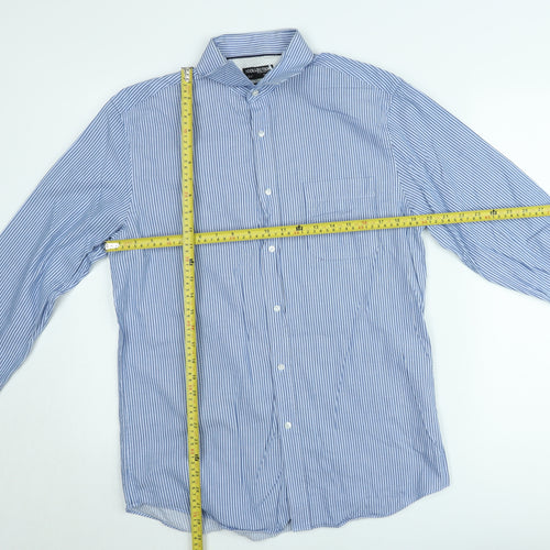 Debenhams Men's Blue Striped Slim Fit Long Sleeve Button-Up Shirt 15.5in