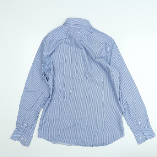 Debenhams Men's Blue Striped Slim Fit Long Sleeve Button-Up Shirt 15.5in