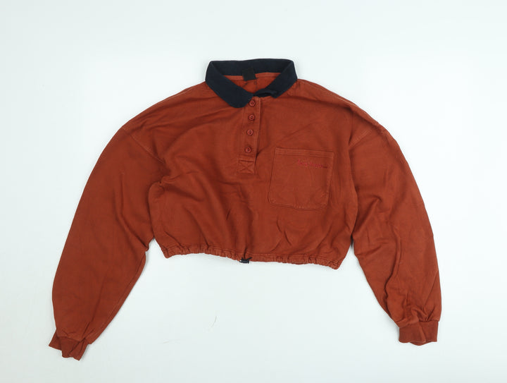 Urban Outfitters Womens Rust Henley Pullover Sweatshirt Small