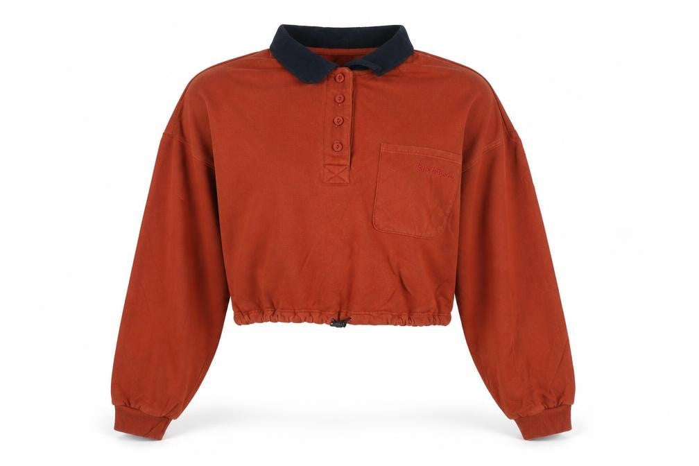 Front view of Urban Outfitters women’s rust henley pullover sweatshirt small
