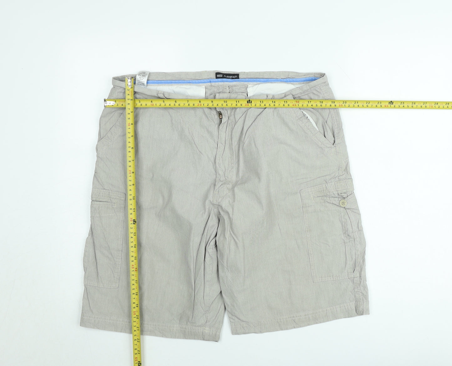 Marks and Spencer Autograph Men's Beige Linen Cargo Shorts Size L 36in