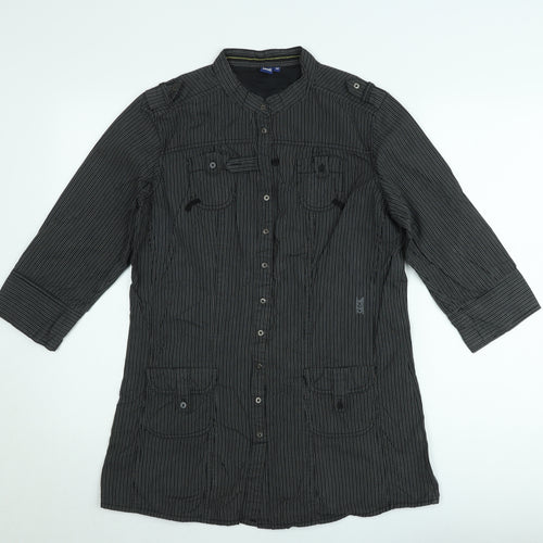 Cecil Women’s Black Striped Button-Up Tunic Shirt M