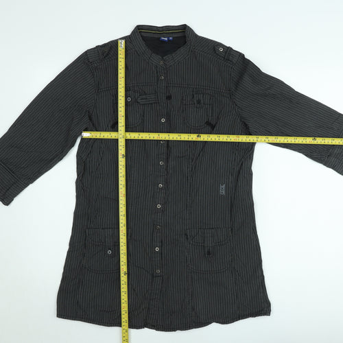 Cecil Women’s Black Striped Button-Up Tunic Shirt M