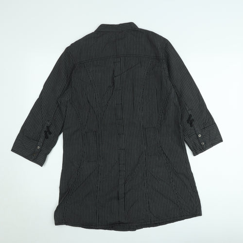 Cecil Women’s Black Striped Button-Up Tunic Shirt M