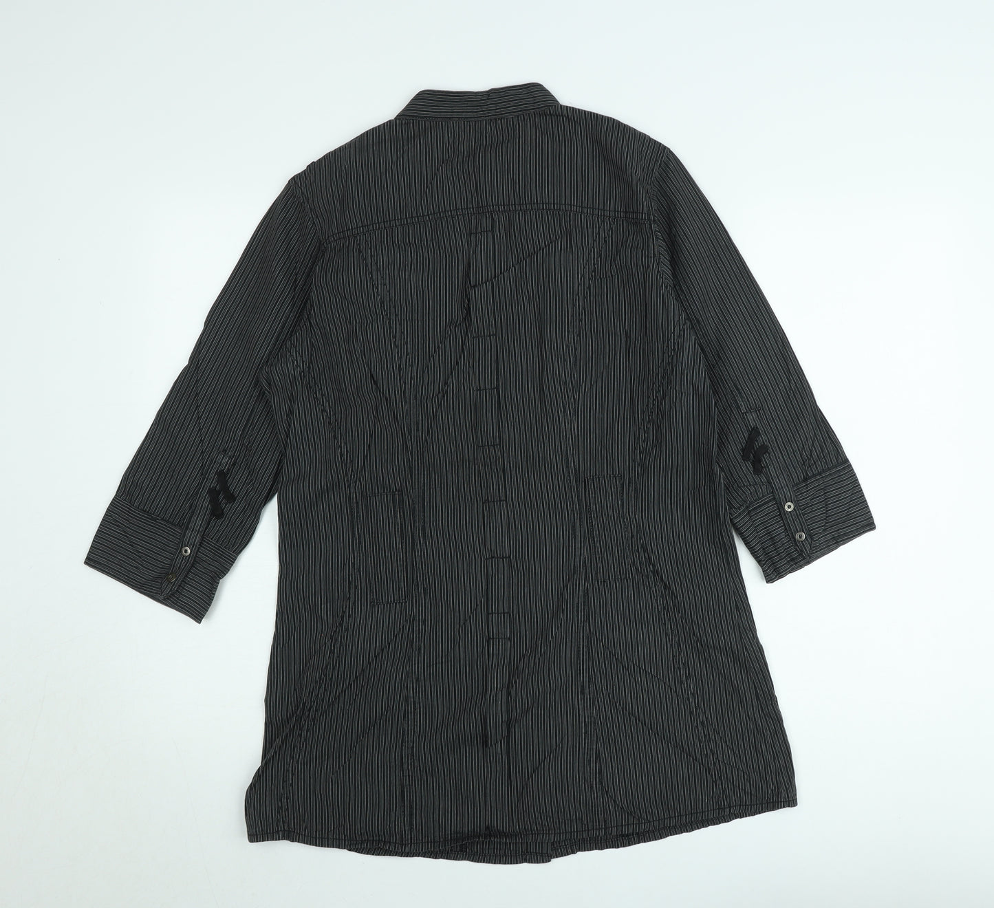 Cecil Women’s Black Striped Button-Up Tunic Shirt M