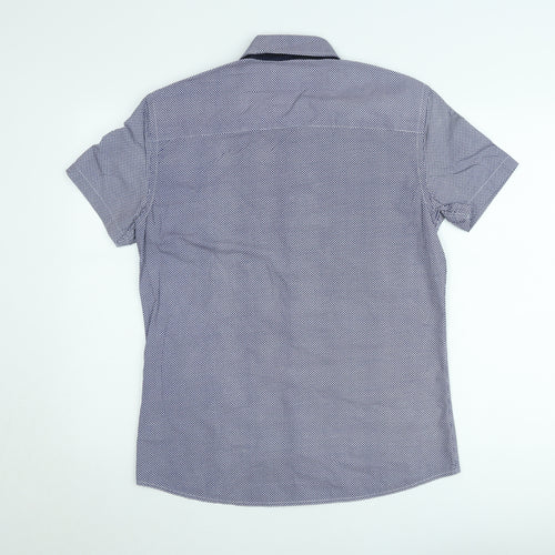 Next Men's Blue Slim Fit Short Sleeve Button-Up Shirt Medium
