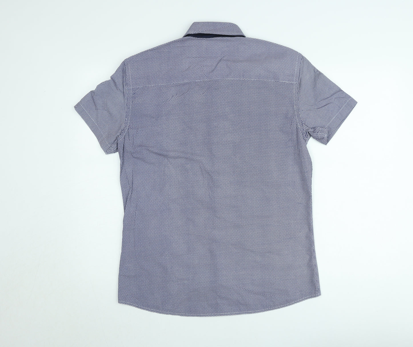 Next Men's Blue Slim Fit Short Sleeve Button-Up Shirt Medium