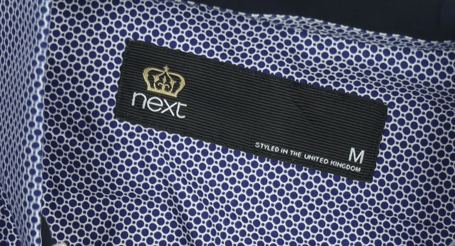 Next Men's Blue Slim Fit Short Sleeve Button-Up Shirt Medium