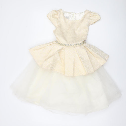 Couture Princess Girls Ivory Fit & Flare Party Dress Size 8 Years