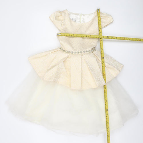 Couture Princess Girls Ivory Fit & Flare Party Dress Size 8 Years