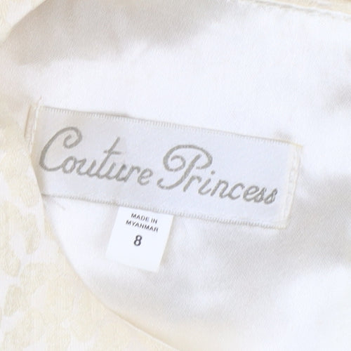 Couture Princess Girls Ivory Fit & Flare Party Dress Size 8 Years